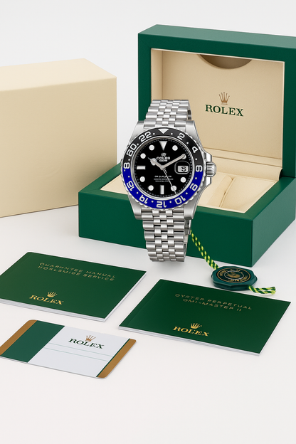 Rolex GMT‑Master II “Batman” Style – Luxury Stainless Steel Watch with Jubilee Bracelet