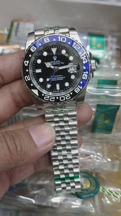 Rolex GMT‑Master II “Batman” Style – Luxury Stainless Steel Watch with Jubilee Bracelet